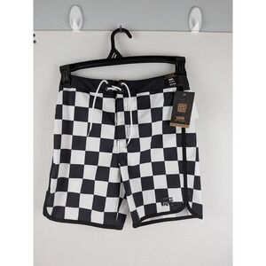 Vans Kids Checkerboard Relaxed Fit Board Shorts Size 27 14 Black White